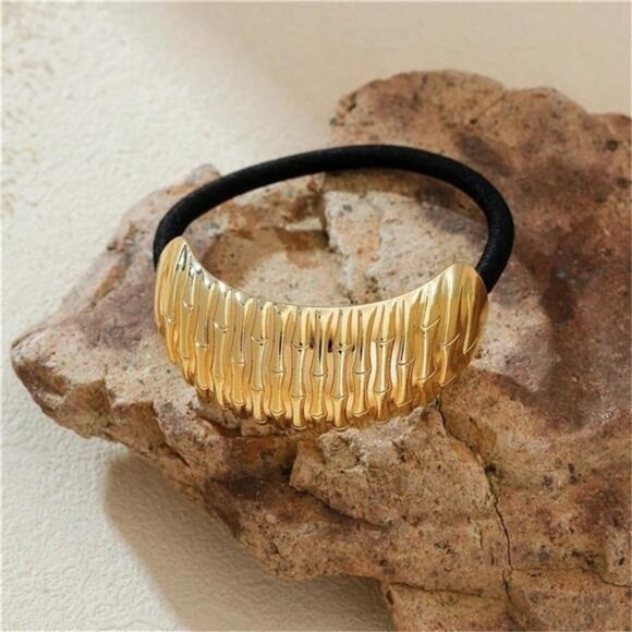 Bow Hair Ties | Gold Alloy with Strong Elastic | Durable & Stylish - Picture 4 of 6
